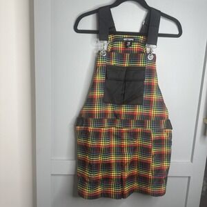 Hot Topic Women's Rainbow Grid Pattern‎ Utility shortalls  Size Medium